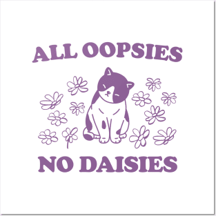 All Oopsies No Daisies Retro Graphic T-Shirt, Vintage Unisex Adult T Shirt, Vintage Kitten T Shirt, Nostalgia Cat T Shirt, Funny Posters and Art